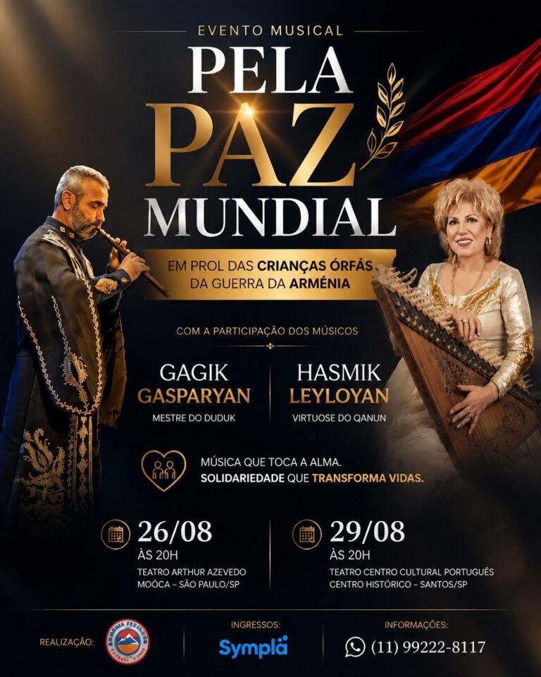 Música contra a guerra: concerto beneficente transforma arte em esperança para crianças órfãs da Armênia